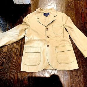 NWOT Ralph Lauren boy’s khaki blazer w striped collar detail - size 6.
